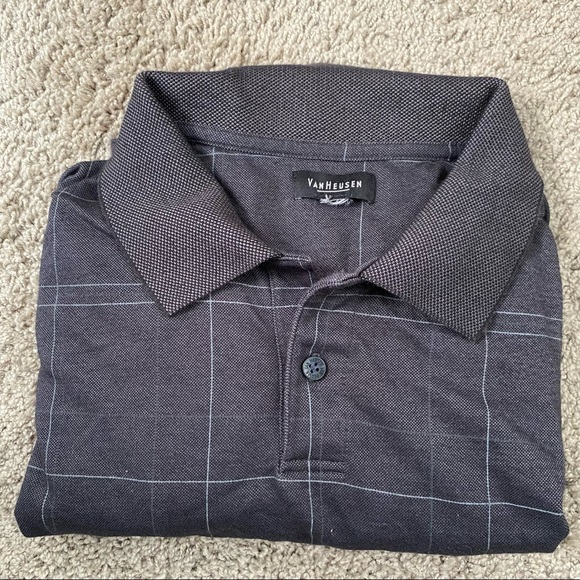 Van Heusen Grey Windowpane Polo - Picture 2 of 7